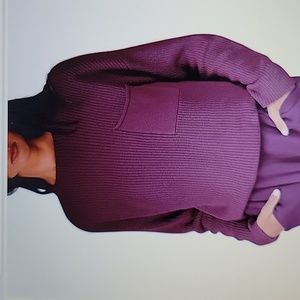 Caracilia Burgundy long sleev knit pullover rayon sweater front pocket S New …